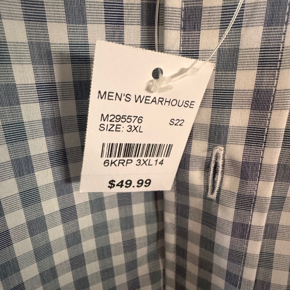 JOS.A.Bank Reserve Traditional Fit  Dress Shirt 3X Checkered  100% Cotton - Picture 5 of 6